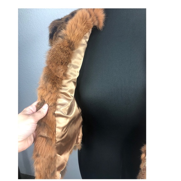 VTG Brown Spotted GDT TOO Rabbit Fur Festival Vest - Picture 11 of 15